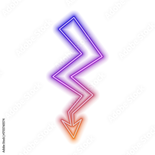 Lightning neon icon. Purple neon sign. Best for polygraphy, mobile apps and web design.