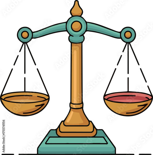 Isolated a kinds of deferent digital Scales. Bowls of scales in balance, an imbalance of scales. Libra, vector illustration. Line design vector art with white background.