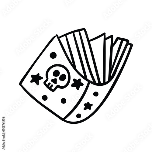 Hand drawn halloween spooky magic book element outline style vector illustration