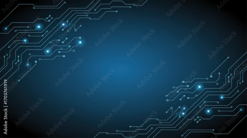 Fototapeta premium Abstract blue circuit board technology background with copy space