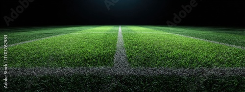 Illuminated soccer field at night