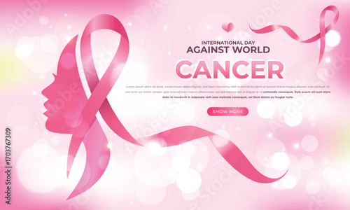 Celebration breast cancer day design banner. Shiny International breast cancer day banner template.