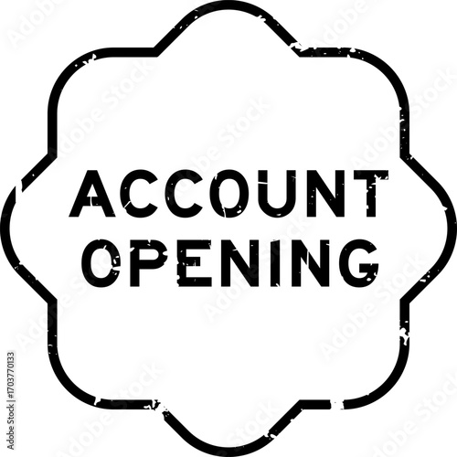 Grunge black account opening word square rubber seal stamp on white background