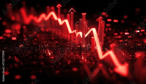 A dramatic red chart depicting a steep decline