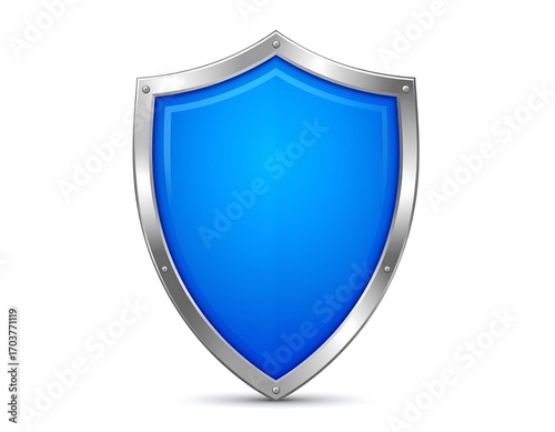 Free Download Illustrative security shield emblem with azure surface and metal edges - GFXLoad