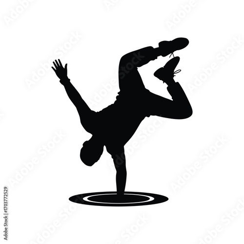 Breakdance Silhouette Illustration, B-Boy Freeze Vector Graphic Design Element Isolated