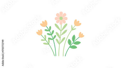 Delightful floral arrangement isolated on white background featuring vibrant flowers and lush leaves, perfect for adding a touch of nature to your designs
