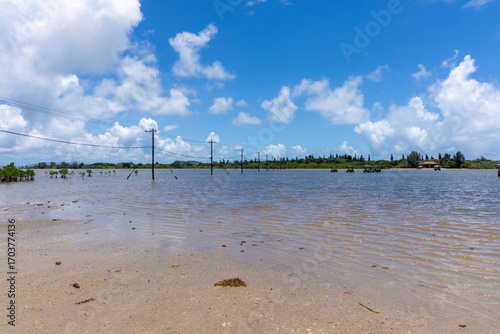 由布島の対岸からの景色、8月、沖縄