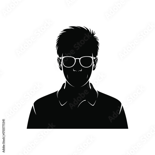 Intellectual Silhouette Illustration Man with Glasses Portrait Smart Person Graphic Design
