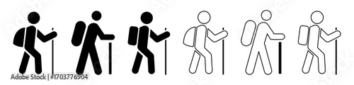 person hiker backpack vector icon.