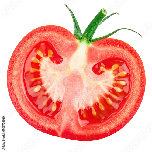 Wallpaper Mural Tomato Slice: A vibrant and fresh tomato, precisely sliced to showcase its juicy interior, representing the essence of healthy eating and culinary delight.  Torontodigital.ca