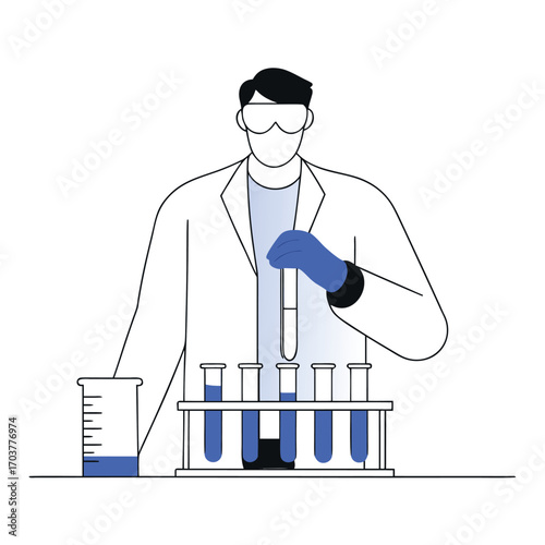 Scientist Experimenting with Lab Equipment in a Sterile Lab Environment Conducting Research and Analyzing Data for Medical Advancements