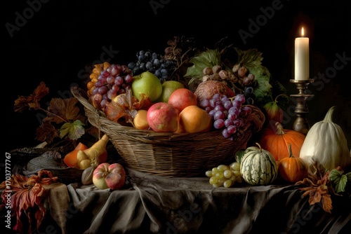 Wallpaper Mural Autumn Harvest Still Life with Candlelight. Torontodigital.ca