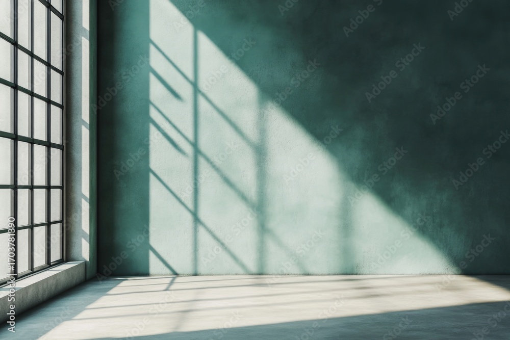Obraz premium Sunlight casts sharp shadows on a textured wall