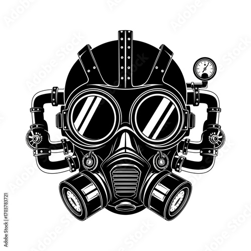 Steampunk Gas Mask with Pressure Gauge