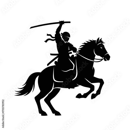 Ninja on Horseback Silhouette