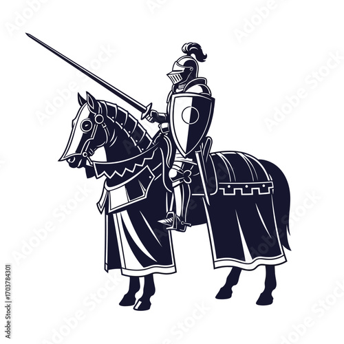 Knight on Horseback A Classic Equestrian Illustration