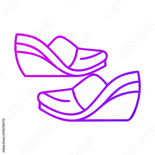 Stylish wedge sandals in purple outline design  