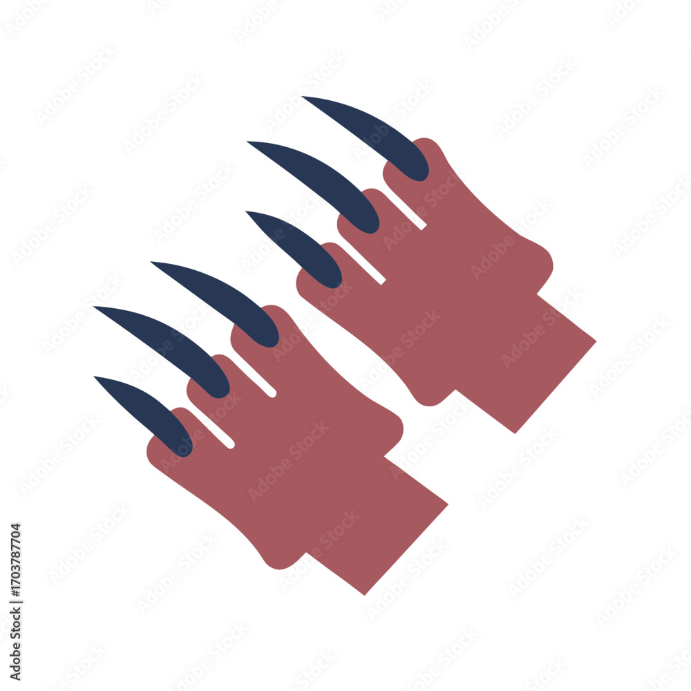 Obraz premium Cartoon illustration of clawed hands with dark nails 