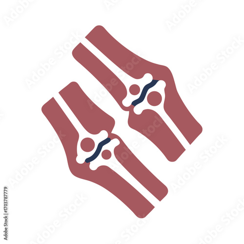 Joint anatomy illustration in simplified design with red colors  