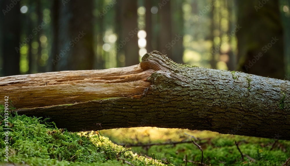 Fototapeta premium Dried Wood Branch Fragment On Forest Floor