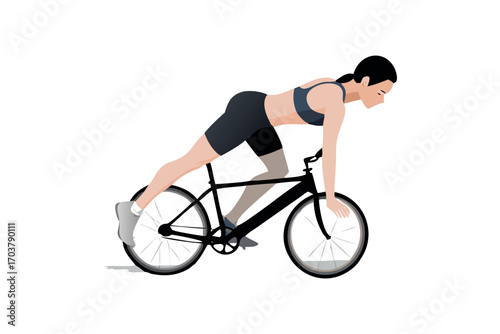 cyclist riding bike with dynamic posture silhouette
