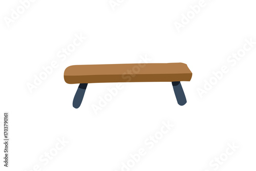 simple wooden bench with blue legs and rectangular seat silhouette