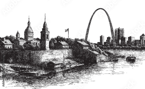 Gateway Arch, St. Louis illustration on a white background. This vector illustration can be used in any size you like for advertising, logos, and other work.