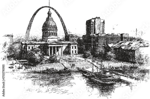 Gateway Arch, St. Louis illustration on a white background. This vector illustration can be used in any size you like for advertising, logos, and other work.