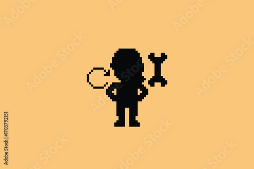 Cartoon pixel 8 bit character background engineer man worker industry warehouse fix decor 8 bit male boy male engineer industry game png vector.