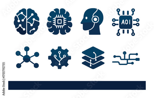 Artificial intelligence icons on dark background highlighting technology and innovation