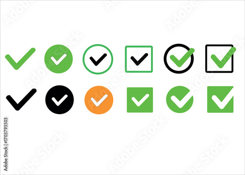 Vector check mark collection isolated on white background, a versatile set of approval, validation, and confirmation symbols for various uses