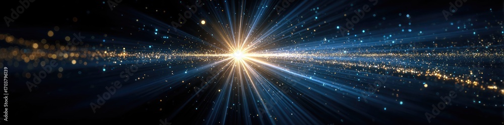 Naklejka premium Cosmic ray burst, radiating light