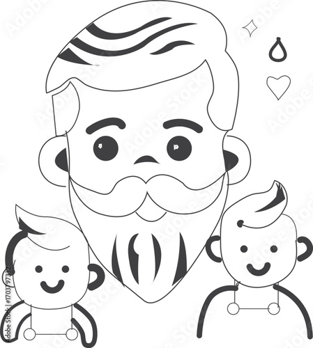 Father and two childrens sketch 