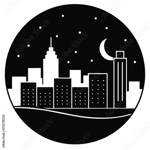 twilight skyline vector icon