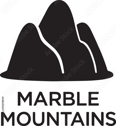 Marble Mountains silhouette icon, scenic mountain vector design, EPS file for travel and culture.