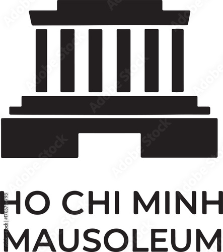 Ho Chi Minh Mausoleum silhouette icon, historic landmark vector design, EPS file ready.