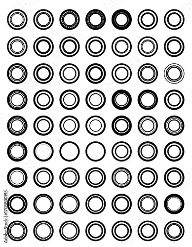 Circles, layered designs, various sizes