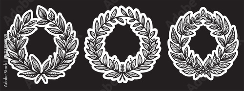 A vector of laurel wreath with black white line