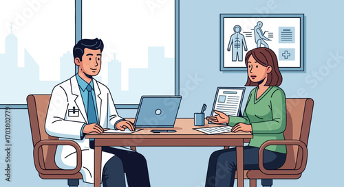 Doctor nurse and patient working together in hospital clinic setting