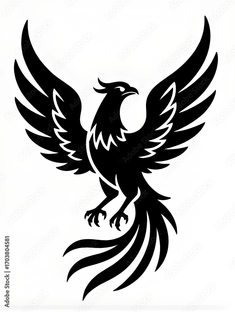 Obraz premium Phoenix Silhouette with Spread Wings