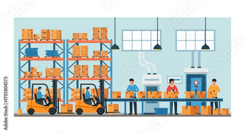 Construction site factory vector illustration with city icons and design elements