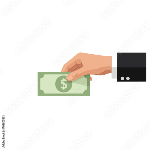 Businessman Hand Holding a Dollar Bill Banknote.