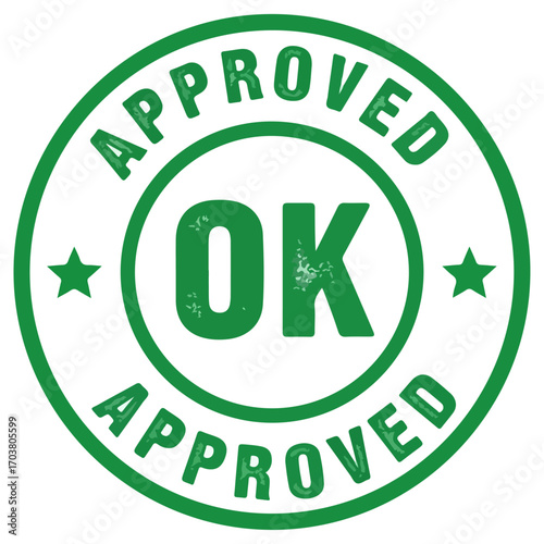 Green Approved Ok Stamp Seal.