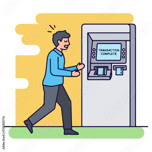 Man Frustrated with ATM Transaction.