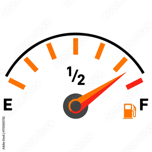 Fuel Gauge Indicator Showing Half Full.