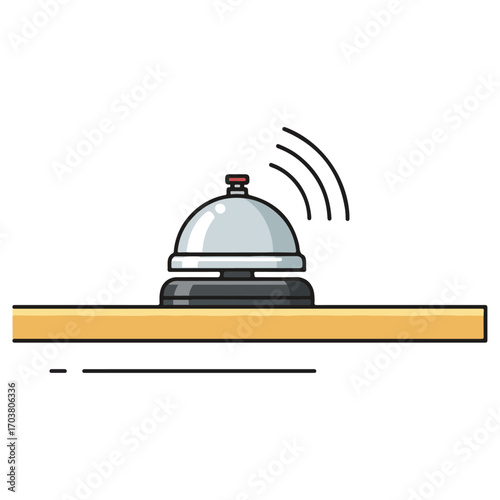 Hotel Service Bell Reception Desk Icon.