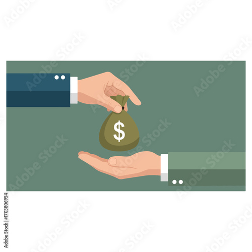 Money Exchange - Handing Over a Bag of Dollars.