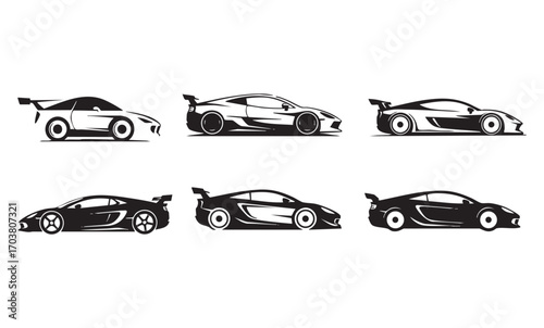 vector Set of sports car silhouette icons concept illustration