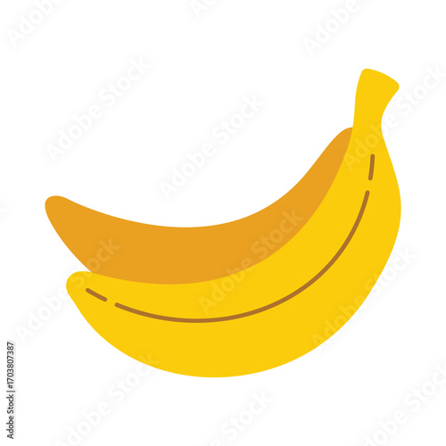 Simple and colorful ripe banana fruit icon for healthy eating concepts.
